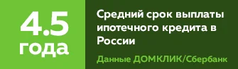 Средний срок ипотеки в РФ 4.5 г. Средний срок ипотеки в России 4.5 года