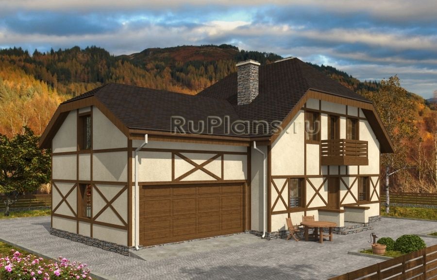 Проект каркасного дома в стиле фахверк №499 в Самаре