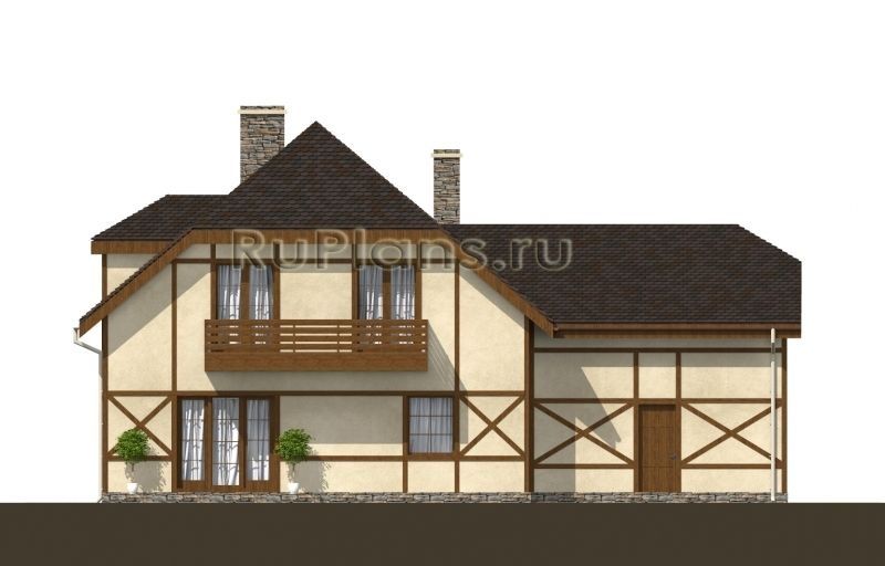 Проект каркасного дома в стиле фахверк №499 на заказ