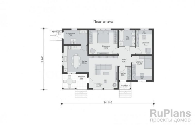 Проект каркасного дома №902 на заказ