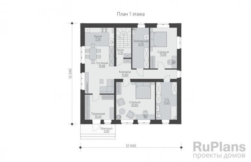 Проект кирпичного дома №837 на заказ
