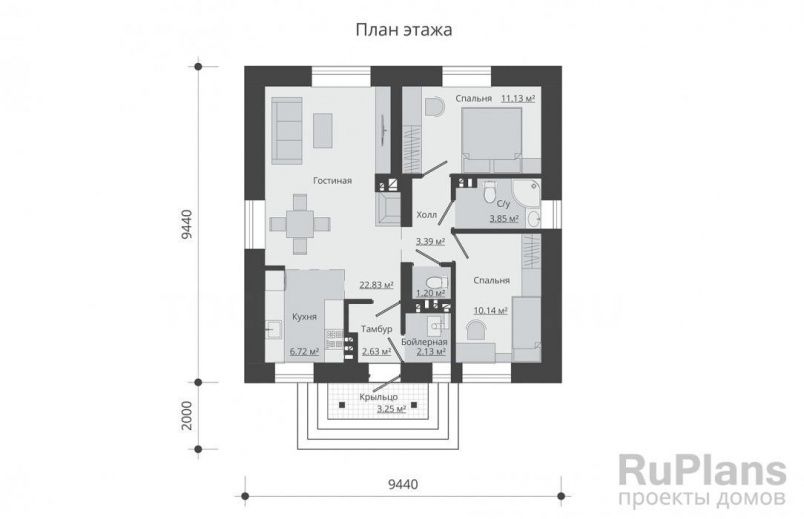 Проект блочного дома №274 на заказ