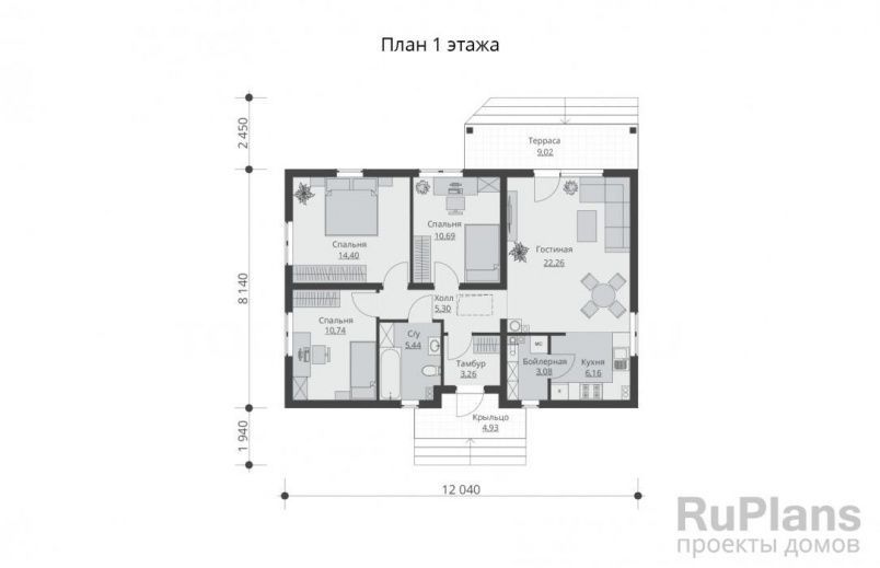Проект каркасного дома №765 на заказ
