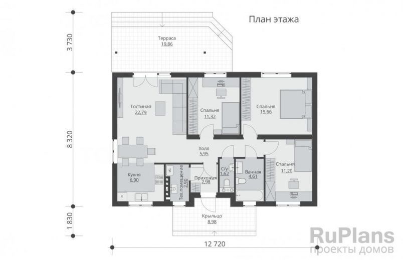 Проект блочного дома №788 на заказ