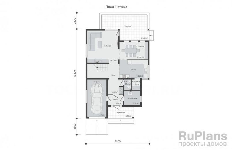 Проект каркасного дома №238 на заказ