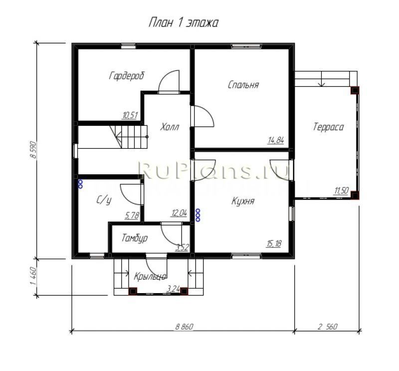 Проект каркасного дома №898 на заказ