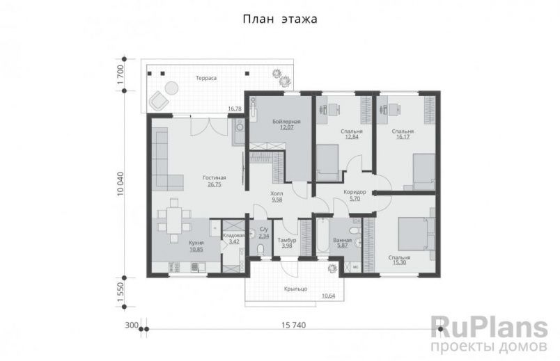 Проект каркасного дома №542 на заказ