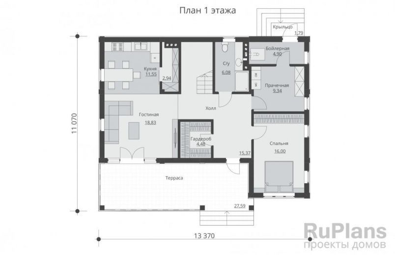 Проект блочного дома №264 на заказ