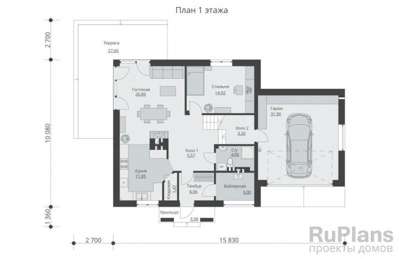 Проект кирпичного дома №515 на заказ