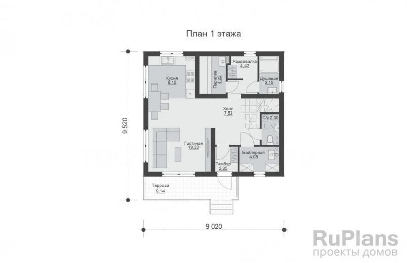 Проект каркасного дома №968 на заказ