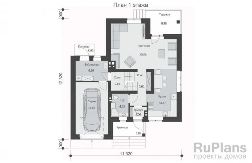 Проект блочного дома №952 на заказ