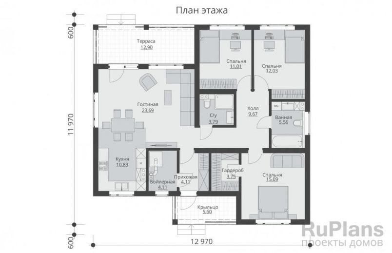 Проект блочного дома №740 на заказ