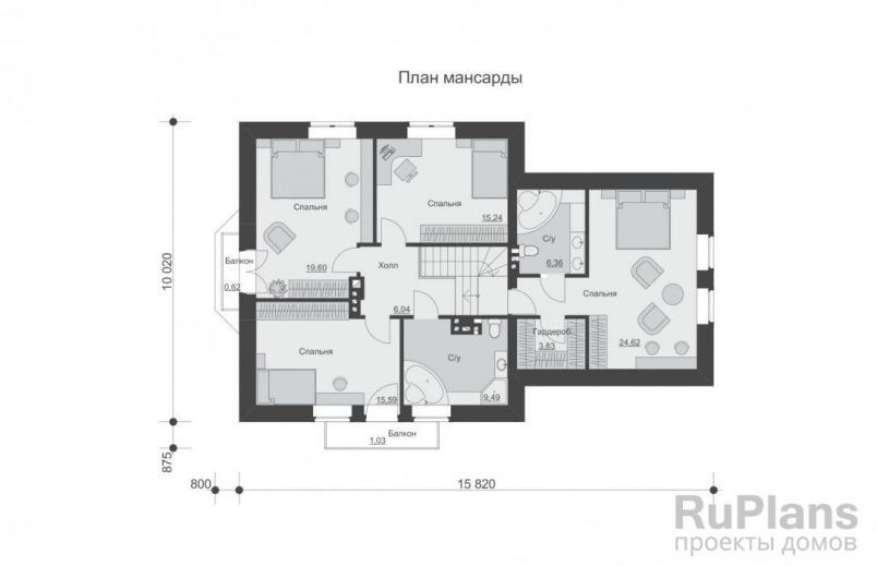 Проект блочного дома №585 на заказ