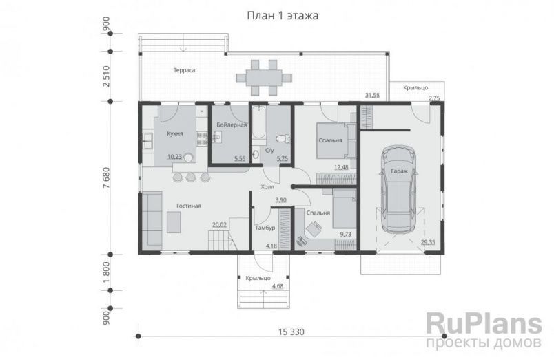 Проект каркасного дома №328 на заказ