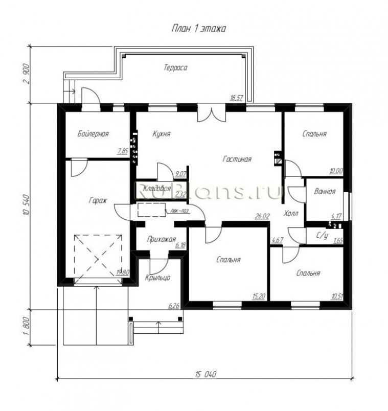 Проект блочного дома №965 на заказ