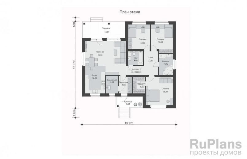 Проект блочного дома №961 на заказ