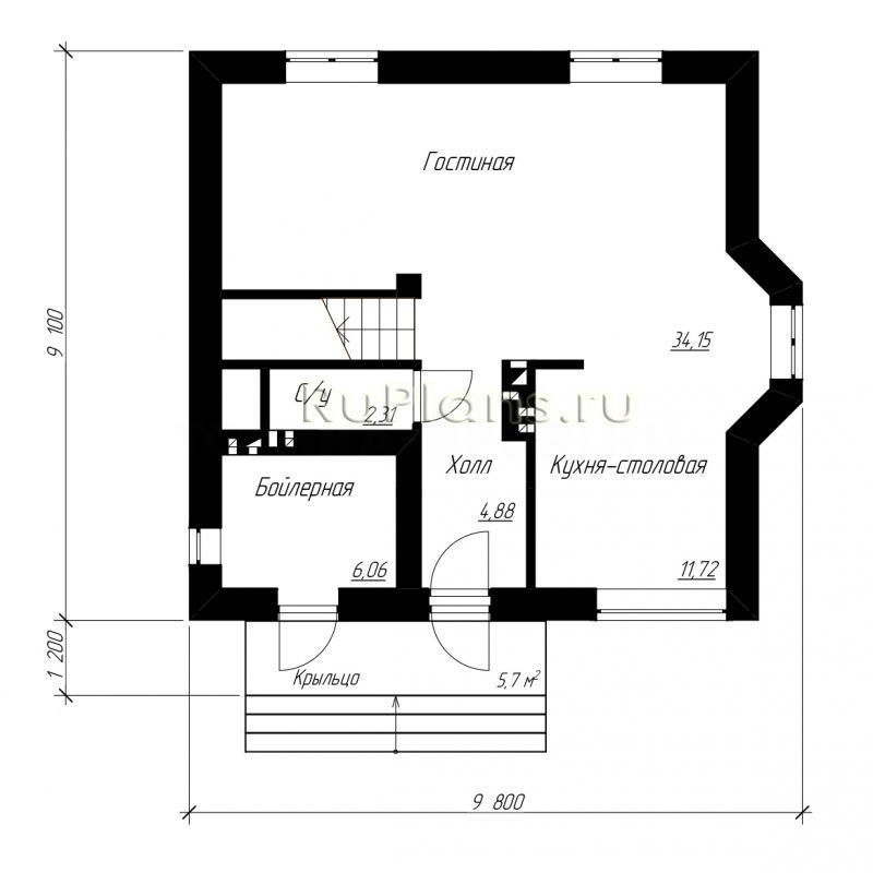 Проект кирпичного дома №487 на заказ