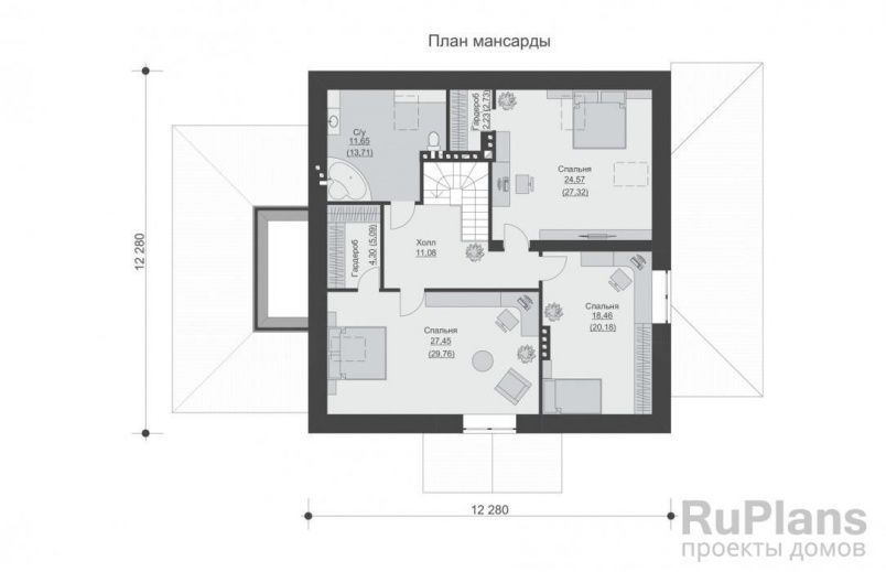 Проект дома из кирпича с гаражом и баней