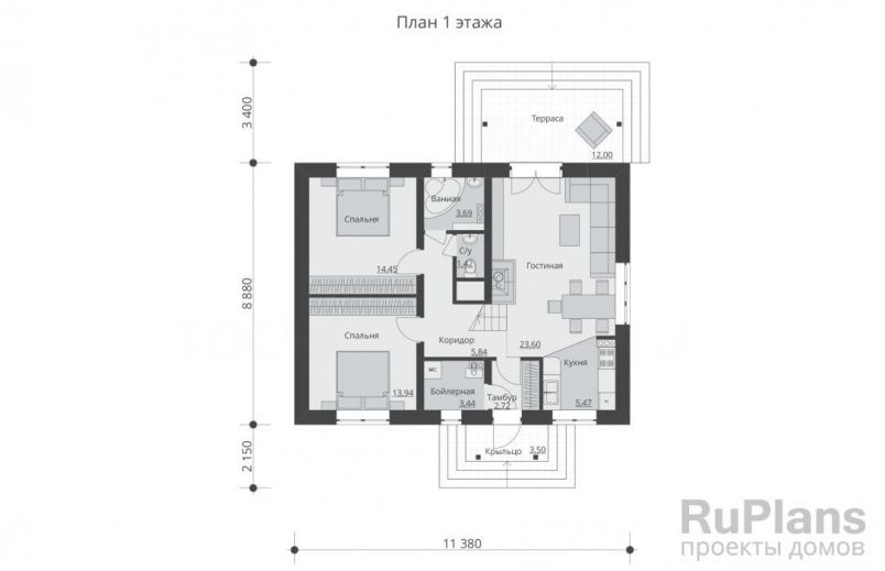 Проект кирпичного дома №549 на заказ