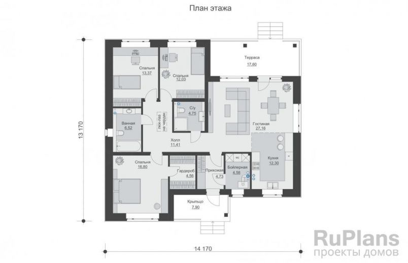 Проект кирпичного дома №601 на заказ