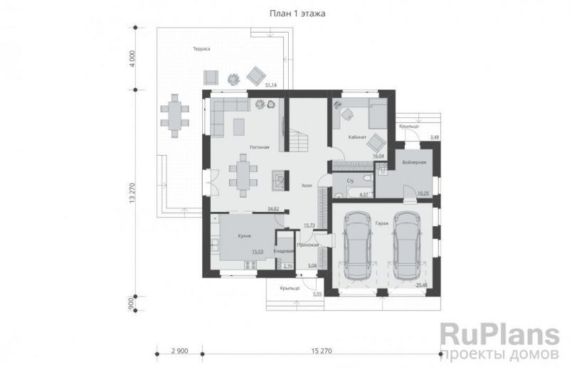Проект блочного дома №552 на заказ
