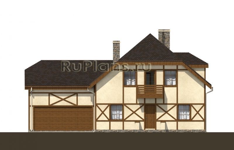 Проект каркасного дома в стиле фахверк №499 на заказ