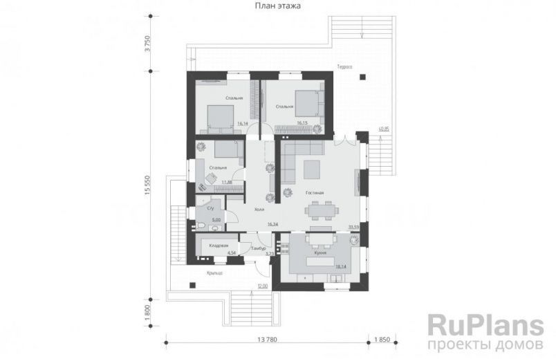 Проект кирпичного дома №534 на заказ