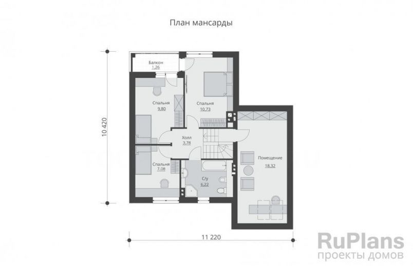 Проект блочного дома №526 на заказ