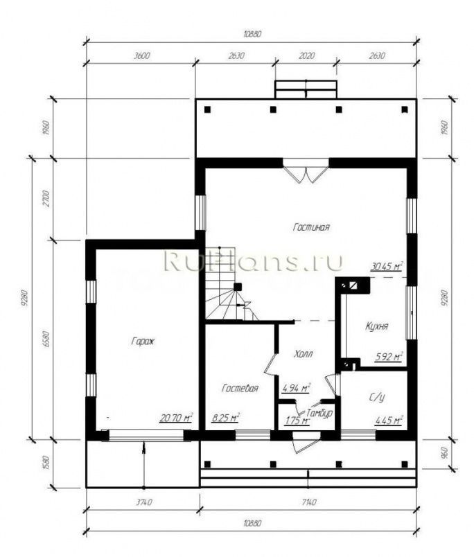 Проект каркасного дома №348 на заказ