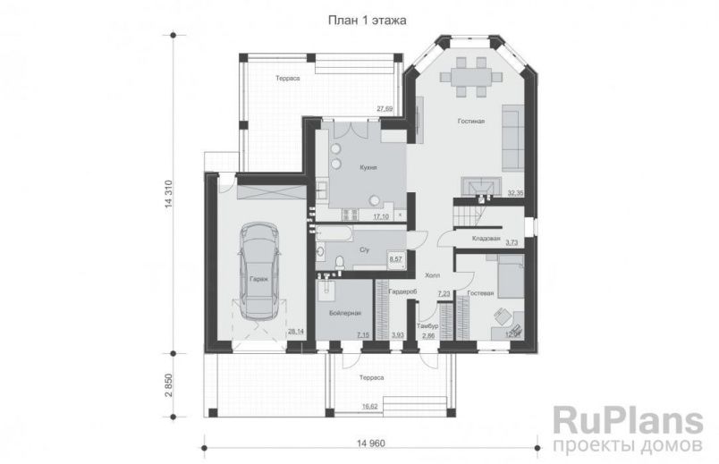 Проект кирпичного дома №524 на заказ
