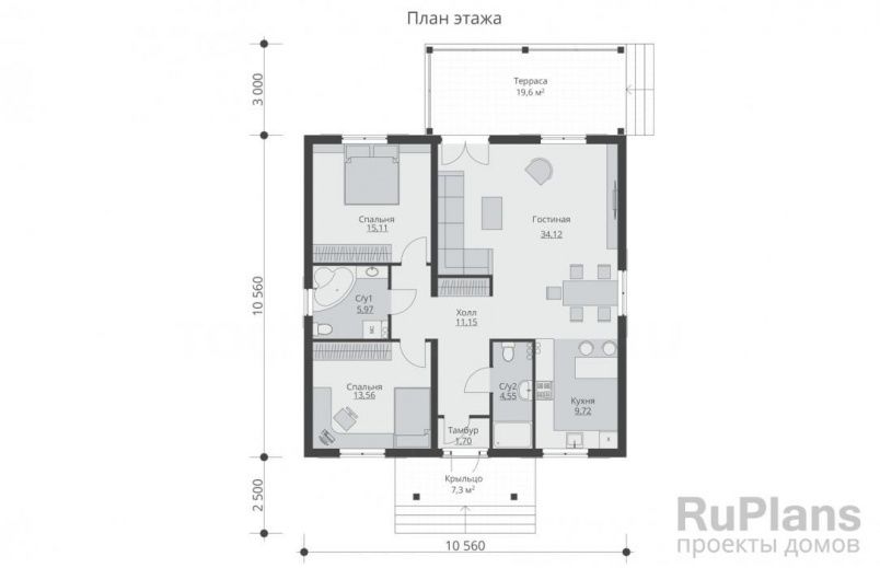 Проект каркасного дома №480 на заказ