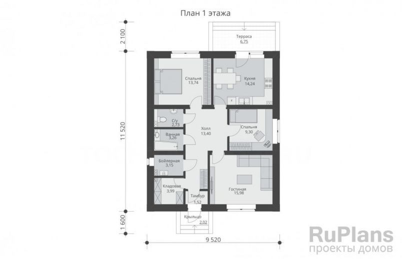 Проект блочного дома №389 на заказ